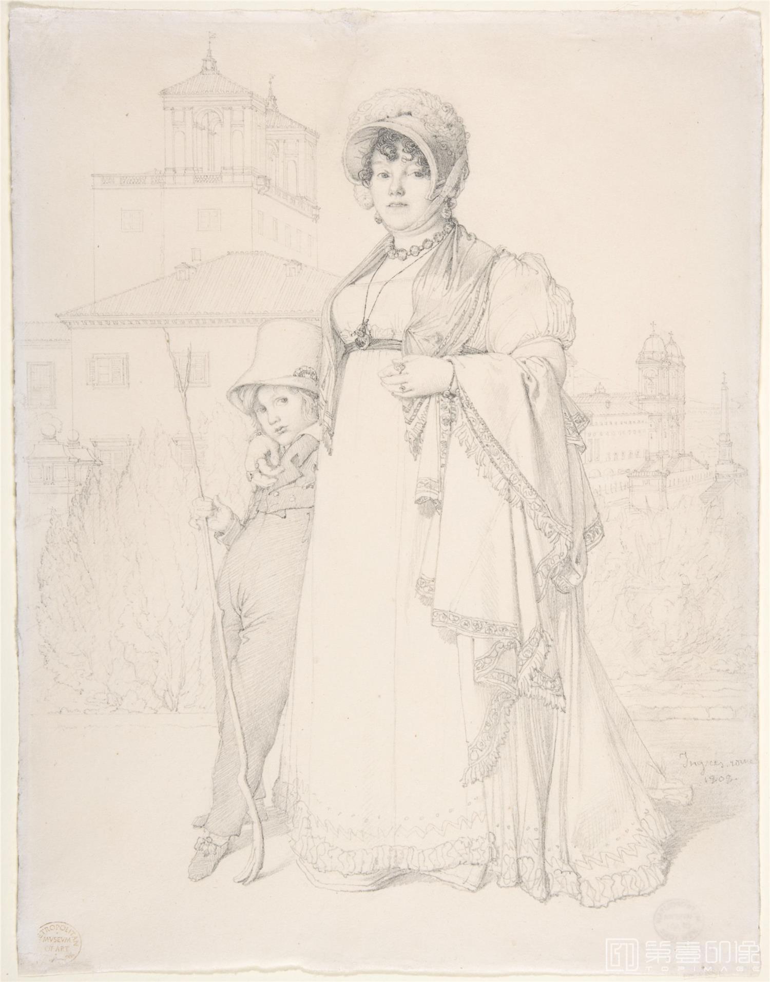 素描-美国纽约大都会美术馆素描藏画-Jean-Auguste-Dominique IngresMadame Guillaume-1181